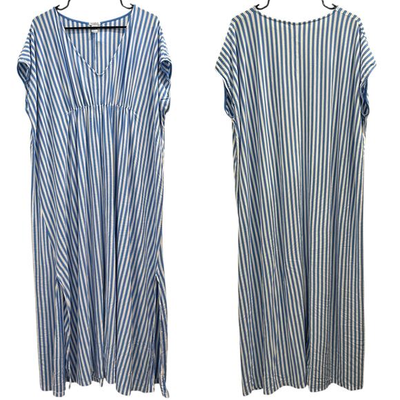 LAKE Other - Lake Seafarer Blue Stripe DreamKnit Stretch Jersey Caftan Coastal Preppy Lounge